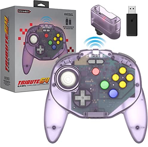 Retro-Bit Tribute64 2.4Ghz Wireless Controller for N64, Switch, Pc, Mac and Other Usb Devices - Atomic Purple - Nintendo Switch