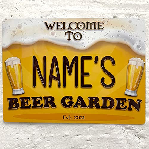 Personalised Beer Garden Sign - 3D Effect Printed Metal Sign Wall Art A4 Garden Add Name