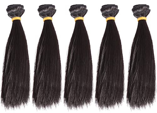 COHEALI 5 Stk Haarverlängerung Für Diy-puppe Puppenhaarperücke Hochtemperaturdraht Puppenhaare Basteln Handgemachtes Puppenhaar Puppenperücke Hellbraun Bjd Haare Künstlich Baby Material