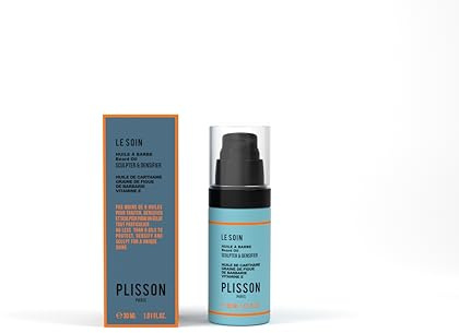 Plisson - Bartöl mit 6 Ölen, angereichert mit natürlichem Vitamin E – 99 % Inhaltsstoffe natürlichen Ursprungs – 30 ml
