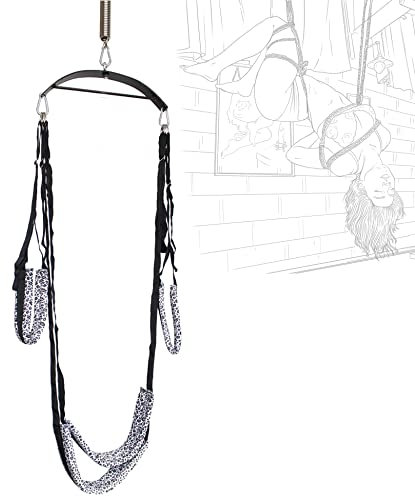 JINGHUA3 Bondage Sexschaukel FüR Die Decke Liebesschaukeln Extrem Fetisch Love Swing Sex Schaukel Erwachsene Mit Lendenpolster HüFtpolster Beinpolster Sexspielzeug FüR Paare (WeißEr Leopardendruck)