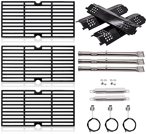 Adviace Grill Ersatzteile für Charbroil Gas2Coal 463340516, 463370519, 463370516, 463336818, 463341918, 463370518, Gusseisen Grillroste, Brenner, Hitzeschild, Crossover Rohre, Zünder.