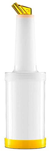 Forgast Distributeur de Serveur | Capacité 1 Litre | Bouteille en Plastique | Jaune | Bouteille doseuse | Professionnel pour Sauce, vinaigre, Huile d'olive, Ketchup, Mayonnaise, Moutarde, BBQ