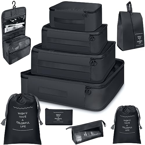 ZFWDSY Packwürfel,10er-Set Packing Cubes, für Handgepäck, Koffer, Organizer, Tasche für Reiseutensilien, wasserdichtes Reisezubehör