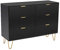 UEV Kommode mit 6 Schublanden 100x34x73cm Aufbewahrungsschrank für Kleidung Dokumente Spielzeug viel Stauraum Sideboard schmal für Wohnzimmer Schlafzimmer Kippsicherung Einfache Montage(Schwarz)