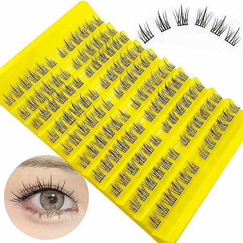 120 Pcs Wimpern Einzeln Cluster, DIY Individual Cluster Lashes Einzelne Extensions, Wimpernbüschel Cluster-Wimpern Individuelle Falsche Wimpern für Einzelne Wimpern zu Hause(C-curl,9-13mm Mix-TYH)