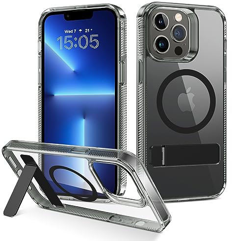BENTOBEN Magntic Case for iPhone 13 Pro Max, [Compatible with MagSafe], Invisible Stand Clear Anti-yellow Slim Bumper Military Grade Protection Shockproof Phone Cover for iPhone 13 Pro Max, Black