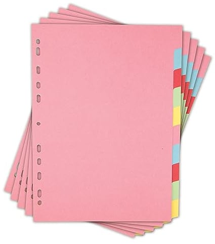 Elba 10 Part File Dividers, A4, 5 Pack, Card Folder Dividers, Recycled
