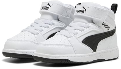 PUMA Kinder Rebound V6 Mid Sneakers 26, White Black