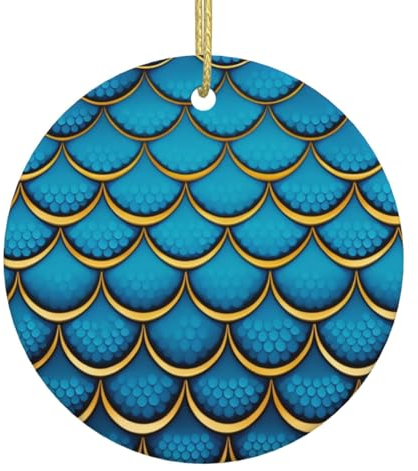 Christbaumschmuck Xmas Keramik Hängende Anhänger Porzellan Fischschuppen Blau Geometrische Meerjungfrau Schwanz)