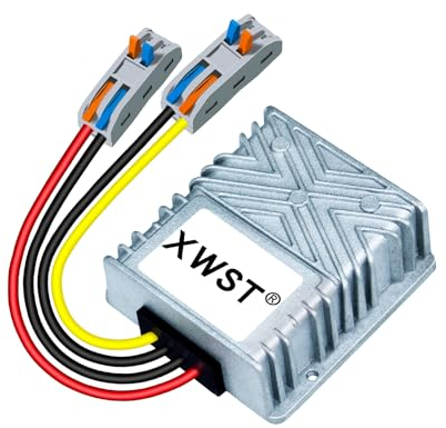 XWST DC DC Wandler 12V auf 24V Spannungswandler 10A 240W mit Schnellverbinder Kabelverbinder, DC Step Up Konverter Transformator DC 10-23V Breiter Eingang