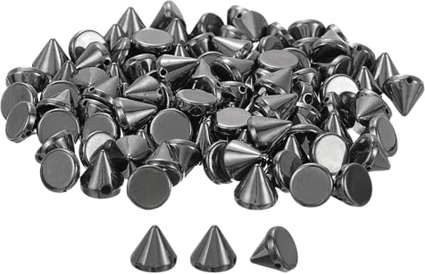 sourcing map Acryl-Spike-Nieten, 6 x 6 mm, flache Rückseite, zum Aufnähen, Aufkleben, Punk-Perlen für Kleidung, Schuhe, Taschen, Verzierung (Metallic-Schwarz), 200 Stück
