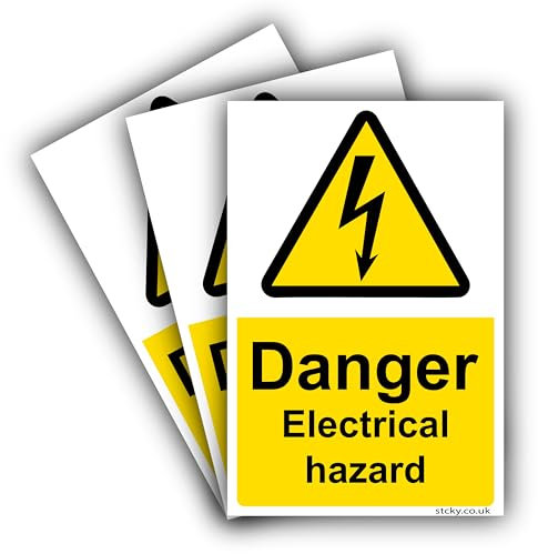 3 x High Voltage Electrical Cupboard Sign - Ensure Safety with Clear Electric Warnings Sign [15 x 10 cm]