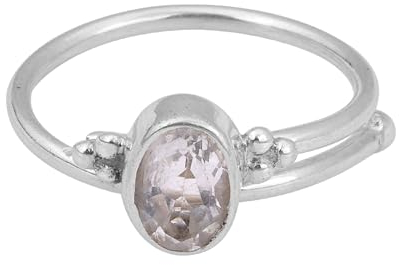 Clear Quartz Ring Adjustable 925 Sterling Silver Ring Handmade Gemstone Ring