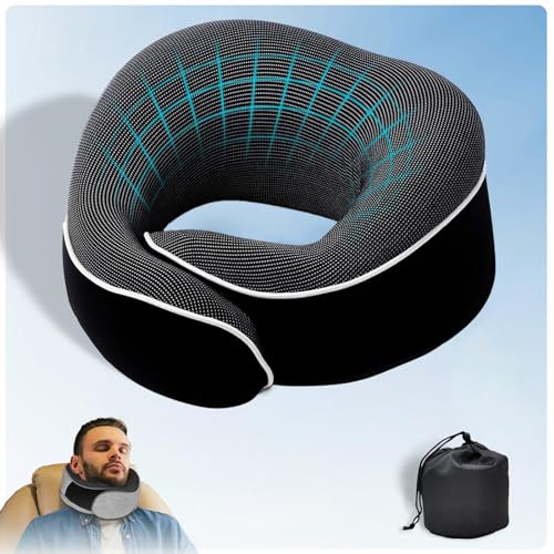 Dreamjoys Reisekissen Flugzeug 2.0, Nackenkissen Reise, Travel Pillow, Kissen Flugzeug, Reisekissen Memory Foam, Schlafkissen Flugzeug, Ideal Für Reisen Mit Flugzeug, Auto, Zug