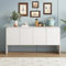 Merax Sideboard Aufbewahrungsschrank, Moderne Schlichter Anrichte mit 4 Türen, Verstellbares Regal, Lagerschrank Beistellschrank, Buffets für Esszimmer Wohnzimmer Eingangsbereich, Holzmöbel, Weiß