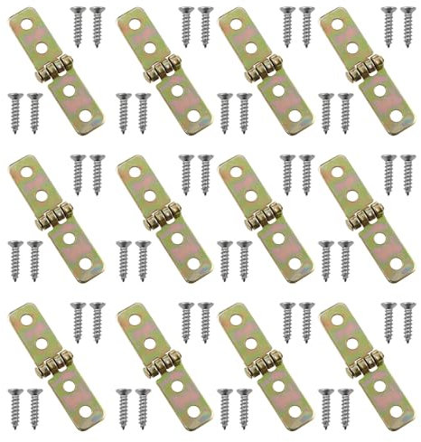 zutisay Antique Bronze Hinge Narrow Folding Butt Hinges Brass Folding Hinge for Doors Windows Cabinets, etc. (Antique with Mounting Screws) 12PCS, FX-59323