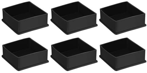 sourcing map 6Pcs PVC Square Chair Leg Caps, 75mm x 75mm OD Black Furniture Feet Pads Table Foot Cover Caps Floor Protectors for Patio Table Cabinet Bed Furniture