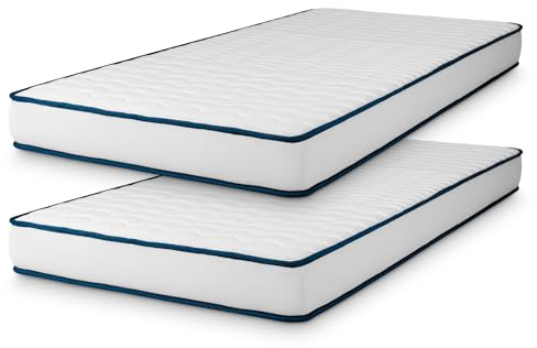 COSMOS - Upsilon Promo Pack de 2 colchones 90x200 cm - Höhe 15 cm | Kaltschaummatratze - Pack x2 Härtegrad H2 - Öko-Tex Zertifiziert - Latex Blue 7 Zonen Matratze - Made in EU