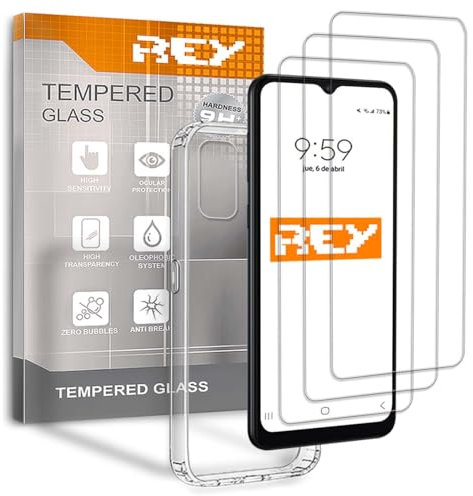 REY 3X Protector de Pantalla y Funda para XIAOMI MI 10T 5G - 10T PRO 5G, Cristal Vidrio Templado y Silicona TPU de Alta Resistencia