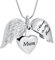 VCCWYQK Angel Wing Heart Urn Necklaces for Ashes for Women Memorial Keepsake Pendant for Women Men Cremation Jewelry (Silver-Mum)