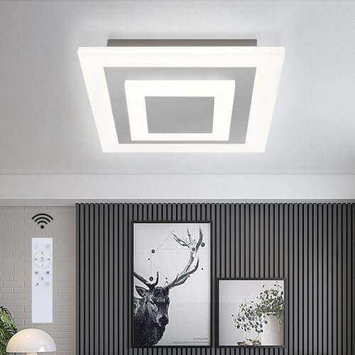 ZMH LED Deckenleuchte Deckenlampe Wohnzimmer - Wohnzimmerlampe Modern Design Dimmbar mit Fernbedienung 30CM Schlafzimmerlampe 23W Acryl Stufenlos Quadratisch für Schlafzimmer Küche Flur Büro Esszimmer