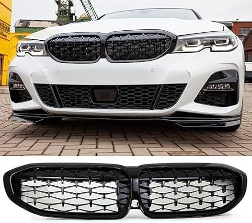 CHANGJQS Front Kühlergrille für BMW 3 Series G20 G21 2019, Auto Frontnieren-Stoßstangengitter Renngrill Frontgrill Nebelscheinwerfergitter Fronteinlassgitter