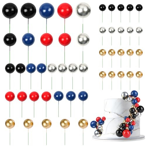 URAQT 50 Stück Tortendeko Kugeln Cake Topper, Dekorationen Ballon Cupcake Tortenaufleger, Mini-Ballons Tortenaufleger für Geburtstag Party, Cake Topper DIY Tortendeko Hochzeit(A)