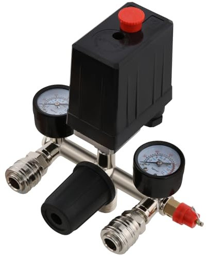 Regulador de Presión con 2 Punteros de Medición de 0 a 12 bar, Válvula Reguladora de Presión con Manómetro 175 Psi para Compresor De Aire