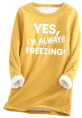 KHIRVWL 2024 Felpa Donna Senza Cappuccio Invernale Termico Felpe in Pile Peluche Felpa Maglietta a Maniche Lunghe e Girocollo Teddy Pullover Caldo Pigiama Casuale Sweatshirt Taglie Forti