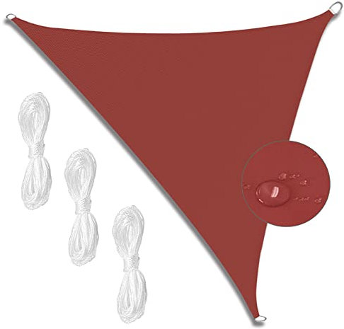 Toldo impermeable de 2,4 x 2,4 x 2,4 m, color rojo óxido, 98% de bloqueo UV, a prueba de polvo y viento, ideal para balcón, patio, piscina, jardín, cubierta cuadrada