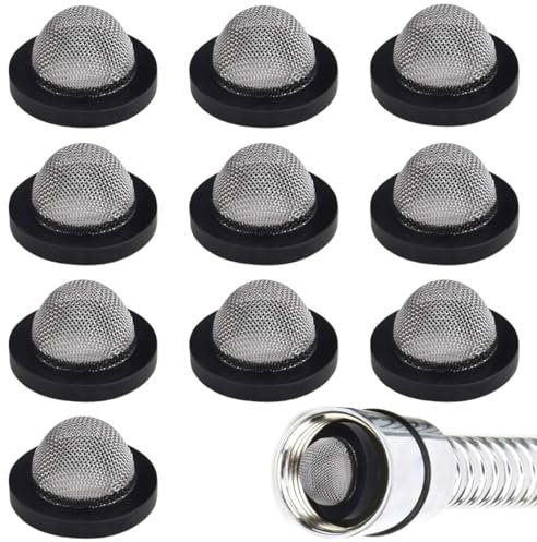 IKOPFLN 10 filtros de grifo, juntas de sellado para grifos, anillos O, sellos para duchas, juntas de goma para mangueras de jardín de 3/4 pulgadas, filtros de acero inoxidable