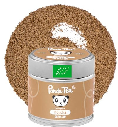 Panda Tea - Thé Hojicha bio en Poudre - Thé Vert Japonais Grillé - 30g - 100% Naturel et Certifié Bio - Poudre Fine pour Lattes et Recettes Gourmandes