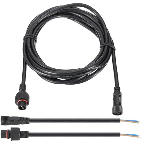 PATIKIL 9.84Ft 2 Pin Extension Cable Wire, 18AWG Waterproof IP67 Extension Cord with 7.87 Male Female Connector kit for Boat Car Truck Indoor/Outdoor Solar LED Strip Light, Black