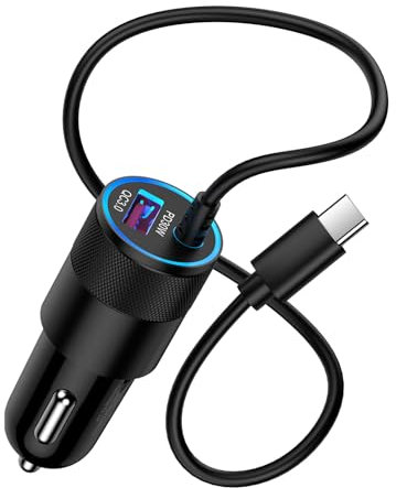 Zigarettenanzünder USB Adapter,48W USB C Adapter Auto Handy Schnellladung,QC18W & PD 30W mit 1M USB C Kabel Auto Zubehör für iPhone 16/15 Pro Max,Samsung Galaxy S25 S24 S23 S22 Ultra S21 A55 A25 A15