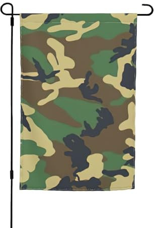 Bandera de jardín con estampado de camuflaje militar verde, bandera de patio, bandera de exterior, decoración de vacaciones, 12 x 18 pulgadas