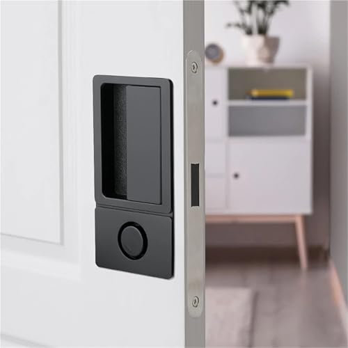 Griffloses Flachschloss, Schlafzimmer, magnetischer versenkter Türgriff, leises Push-Pull, schwarz, unsichtbares Schiebetürschloss for Badezimmer, 1 Stück(Black)