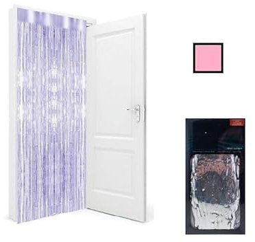 LP Divertissements Lot de 6 - Rideau de Porte metallisé Rose 2x1m