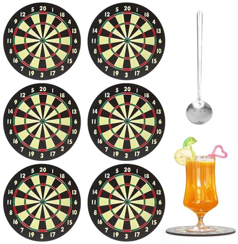 APOMOONS 6 Stück Darts Untersetzer mit Löffel Bierdeckel Pappe, Tassen Untersetzer rutschfest Bierdeckel Kaffee-Untersetzer Lustig, Dart-Untersetzer für Pubs, Cafés, Westliche Restaurants, Wohnzimmer