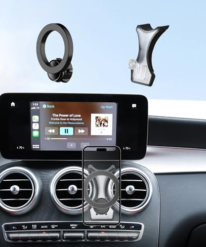 MaserWeller Car Phone Holder for Mercedes Benz C Class 2016-2021 & GLC Class 2016-2022, 360° Rotation Phone Mount Compatible with MagSafe