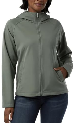 32 Degrees Heat Women's Fleeced Line Hooded Full Zip Softshell Jacket (US, Alpha, XX-Large, Regular, Regular, Green)