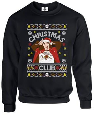 Christmas Club Eddie, meme novelty iconic trendy tv xmas festive Unisex Funny Adults Sweatshirt Jumper Black