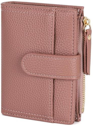 RRANCharltu Portefeuille Femme Cuir, Porte Monnaie Femme Petit Portefeuilles et Porte-Cartes avec Fermeture éclair Poche à Monnaie, Rose foncé