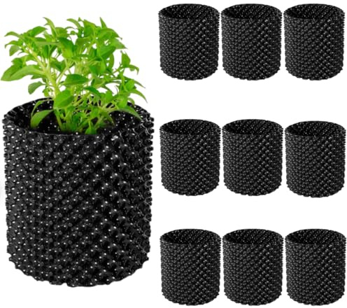 Focefec 2.5 Gallon Air Pruning Containers, Plastic Nursery Pots 10pcs, Plant Pots for Vegetable, Fruit, Garden Use, Self-Planting Pots with Handles and Bases, Size 25cm x22cm