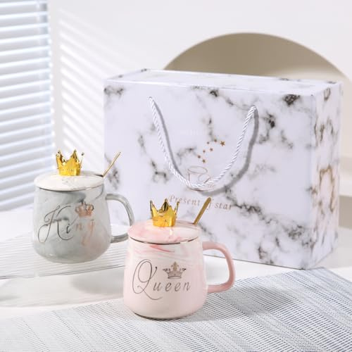 Fugifting King and Queen Couples Coffee Mugs,His and Hers Couple Gifts for Husband Wife Boyfriend Girlfriend Romantic Anniversary Newlyweds Christmas Valentines Wedding Engagement Gift for The Couple