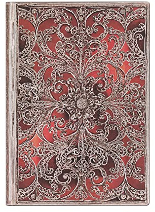 Garnet (Silver Filigree Collection) Midi Unlined Softcover Flexi Journal: Flexi softcover, 100 gsm, ribbon marker, memento pouch, elastic closure