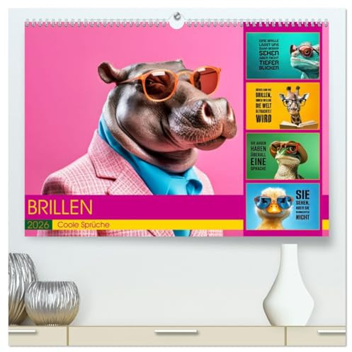 BRILLEN - coole Sprüche (hochwertiger Premium Wandkalender 2026 DIN A2 quer), Kunstdruck in Hochglanz: Sieh die Welt durch die Brille der Coolness (CALVENDO Gesundheit)