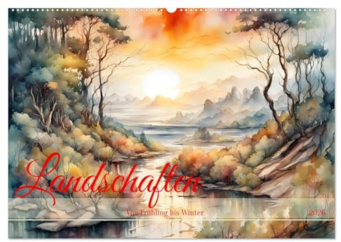 Landschaften Von Frühling bis Winter (Wandkalender 2026 DIN A2 quer), CALVENDO Monatskalender: Zauberhaft Landschaften aus Vierjahreszeiten mit KI generiert. (CALVENDO Kunst)