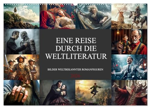 Eine Reise durch die Weltliteratur (Wandkalender 2026 DIN A2 quer), CALVENDO Monatskalender: Eine Bilderreise durch die Weltliteratur, voller inspirierender Meisterwerke (CALVENDO Kunst)