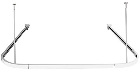 Duschstange Universal Duschvorhangstange Duschvorhangschiene Weiss L - Form U -Form (90 x 90 x 90 cm)